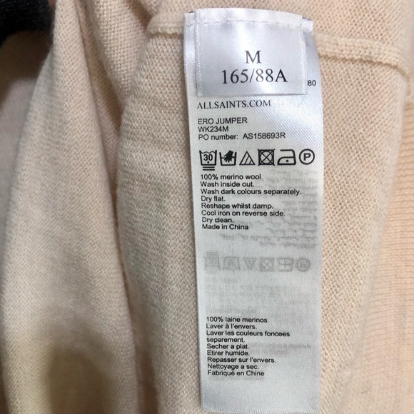 Excellent Condition Ecru All Saints Ero Jumper Sweater 100% Merino Wool, Size M - Picture 3 of 5